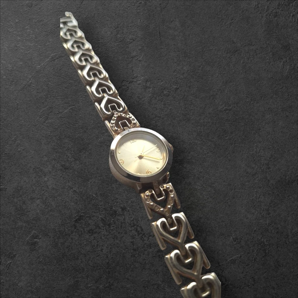 Vintage Allude Gold Watch w/ Heart Link Bracelet Requires Battery Slightly Worn